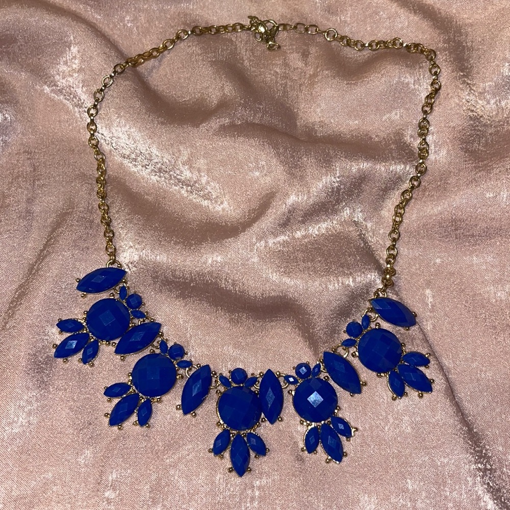 Navy blue and gold statement necklace